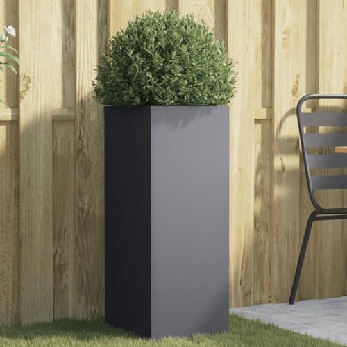 Somanki Jardinera de Acero Laminado en frío Antracita 32x27,5x75 cm, Huerto Urbano Terraza, Jardineras Exterior, Jardineria Maceteros, Mesa De Cultivo, Huerto En Casa - 841573