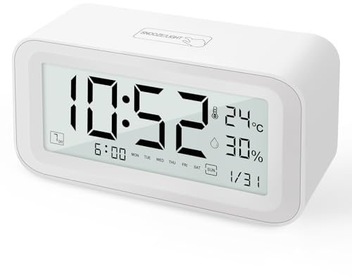 CNMTCCO Digital Wecker Nachttisch- Batteriebetriebene Uhr mit LCD-Display-Volumen einstellbar Snooze und Wochenendmodus für Schlafzimmer Schreibtisch Reisen