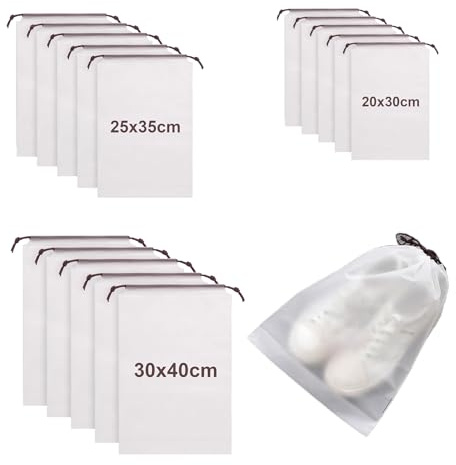 15 Pièces Sac à Chaussures de Voyage,Housses Chaussures,Sac à Cordon Anti-Poussière pour Chaussures,Sac de Rangement Imperméable pour Chaussures,Sacs à Poussière pour Chaussures-20x30/25x35/30x40cm