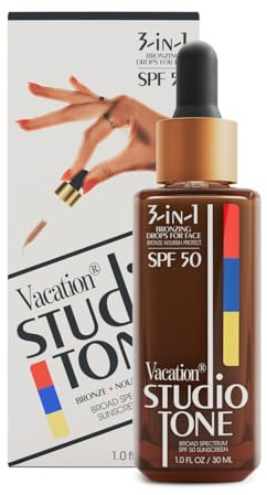VACATION Vacation Studio Tone Fps 50 Tanning Drops for Face, Tanning, Drops, Tanning, Compatible with Non-Comedogenic Makeup, Wide Sun Protection
