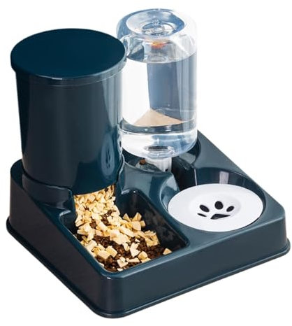 Rrlihjgu Distributore di acqua e cibo per gatti, dispenser di cibo e acqua per gatti | Dispenser di cibo antiscivolo 2 in 1, dispenser portatile per animali e acqua, rimovibile automatico