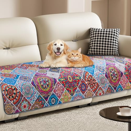 YOSEPATI Coperta impermeabile per cani bohémien, coperta per animali domestici, coperta per divano reversibile, lavabile, protegge mobili, letto, divano per cuccioli e gatti