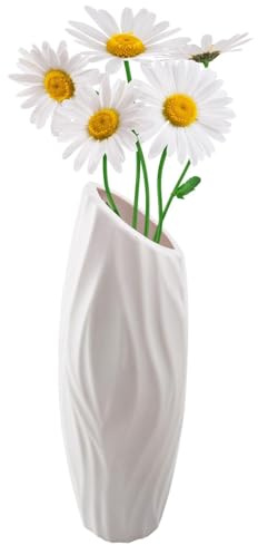 Vase incassable | Vase en plastique aspect céramique, design géométrique | Vases à fleurs élégants pour salon, bureau, café et tables de mariage, décoration de table légère et durable dans différentes