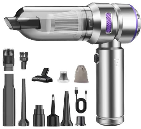 CHOLANG Aspirabriciole Senza Fili,20000Pa 4 in 1 Aspirapolvere portatile per auto Batteria 6000mAh con Motore Brushless Spolverino d'aria e soffiatore d'aria e pompa Aspirapolvere portatile per auto