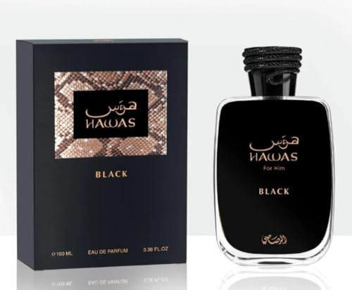 Hawas Black, Perfume para Hombre, Eau de Parfum, 100 ml, Fragancia Cítrica Amaderada