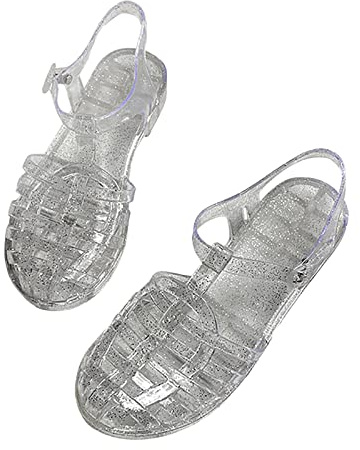 NaLatia Sandales en Caoutchouc pour Femme Unisexes en Plastique Chaussures Classiques à Boucle Transparente Sandales en Caoutchouc Chaussures de Plage en Cristal