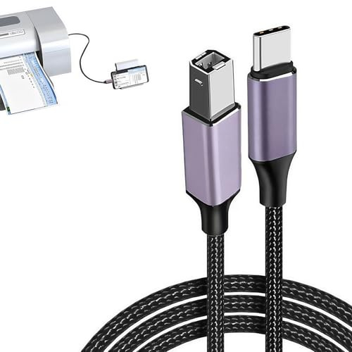 Hawpasy Câble USB C vers USB B 3.0, Adaptateur 2M, Nylon Tressé, 5Gbps, Compatible avec Imprimantes, Scanners et Plus