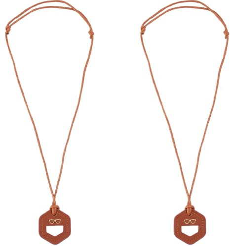 GORGECRAFT 2 pz. Collana per Occhiali Marrone in Pelle PU Regolabile Porta Occhiali da Sole Cordino per Appendere La Catena con Ciondolo Esagonale per La Lettura Accessorio per Occhiali.
