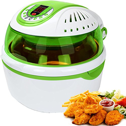 Syntrox Germany Turbo-Heißluftfritteuse Heißluftgarer Fritteuse Air-fryer mit LED-Display, 10 Liter Garraum, Fettfrei frittieren, grün