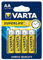 VARTA 10500406 - Superlife Zinc-Carbon Battery AA / R6 with 1.5 Volt, Set of 4, Capacity 1000 mAh, Ideal for Low Current Devices