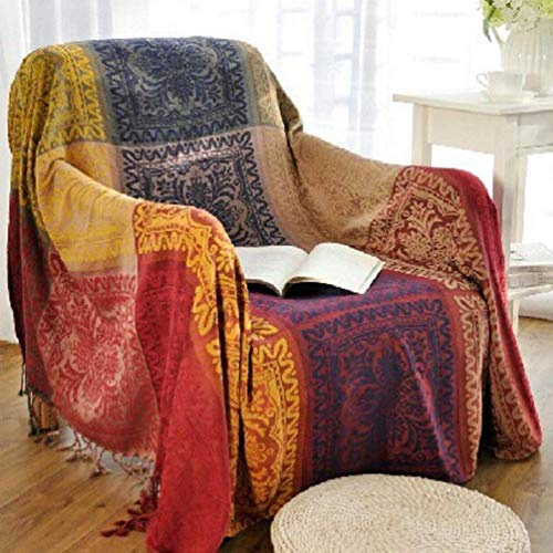 Jbsceen Grand Plaid et Couvre-lit en Coton, Jeté de Canapé Dessus de Lit Naturel, Couverture Simple (Rouge, 150 * 190cm)
