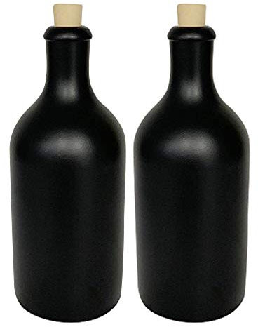 mikken 2 x Ölflasche 500 ml Steingut schwarz mit Korken