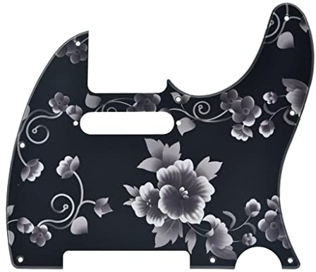 KAISH 8 Hole 3D Printed Tele Style Guitar Plastic Pickguard TL Pick Guard Scratch Plate for USA/Mexico Telecaster Flower Pattern with Pickup Mounting Screw Holes