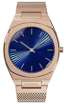 DeTomaso VOLTRE Nightsky Rose Rosegold Blau Damen-Armbanduhr Analog Quarz Mesh Milanese Armband Rosegold