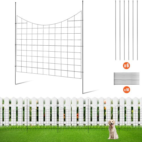 VEVOR Clôture de Jardin en Métal, 93x75 cm, Lot de 5, Barrière Robuste pour Animaux, Espacement de Pointes 6,38 cm, Métallique Décorative pour Chien Cour Terrasse Extérieur