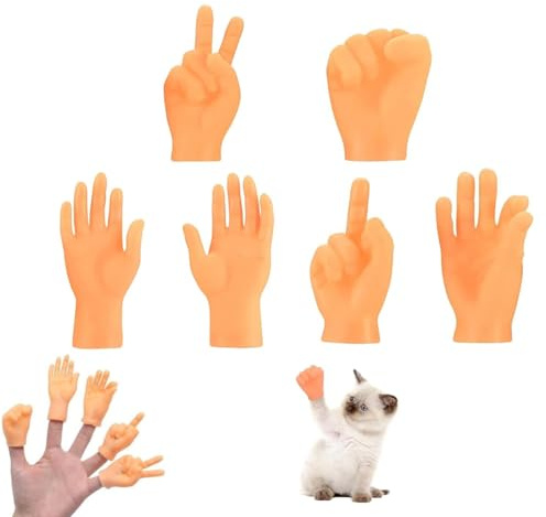 JJiaoLinin Minihänder, 6 st små händer mini vänster hand höger hand liten hand fingerdockor mini fingrar för spel leksak retande katt nyhet leksaker