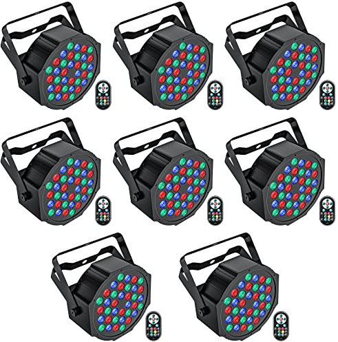 Leleght 8 PCS RGB LED Stage Light, 72W Par Can Light DMX 7CH with Remote Control and Sound Activation, 7 Lighting Modes Disco Lights for Parties Wedding Church Live Show Halloween Christmas