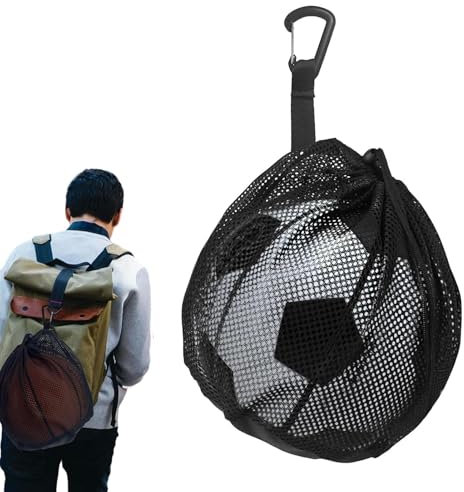 Aizuoni Ballsack Für Kinder & Erwachsene, Ballnetz 1 Ball, Basketball Tasche, Fußball Rucksack, Volleyball Zubehör Netz Tasche Mit Clip, Badetasche, Sporttasche, Basketballtasche Mit Kordelzug
