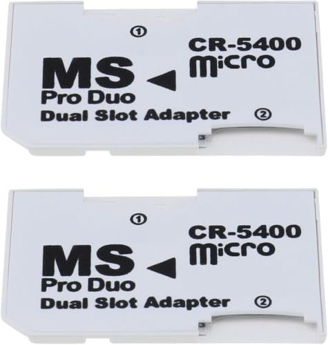 Generico Supporto adattatore per scheda di memoria adattatore da Micro SD a Memory Stick per PSP Micro SD 1MB-128GB Memory Stick Pro Duo (2 pezzi (pcs) Doppi Slot - bianco)