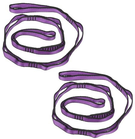 PATIKIL Daisy Chain Straps, 2 Pack Strong Climbing Strap Adjustable Nylon Chain Sling with 8 Loops for Aerial Yoga Hammock Swing, Purple