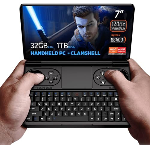 GPD WIN Mini 2024 handheld gaming PC, AMD Ryzen 7 8840U, 8C/16T up to 5.1GHz, Radeon 780M GPU, 32GB LPDDR5 RAM, 1TB NVMe SSD, 7” 1080p 120Hz touchscreen, Wi-Fi 6