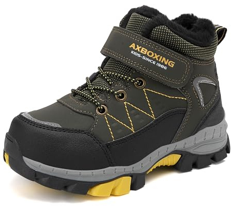 TARELO Bottes de Neige pour Enfants Chaussures de RandonnéE pour GarçOns Bottes d'hiver Chaudes et AntidéRapantes pour Enfants avec Boucle AntidéRapante Pointure 32-39 EU（Vert 37）