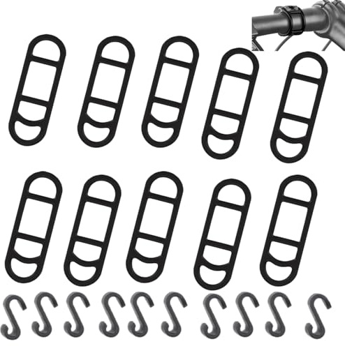 Cinghia in Silicone per Bicicletta,10 Pezzi bande in gomma per bici da strada,Con 10 Pezzi ganchi a forma di S,cinturino di ricambio per torcia elettrica,Fissare Torce,Cronometri,GPS