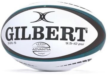 Gilbert Rugby Advantia Match Ball - White Teal Black - size 5