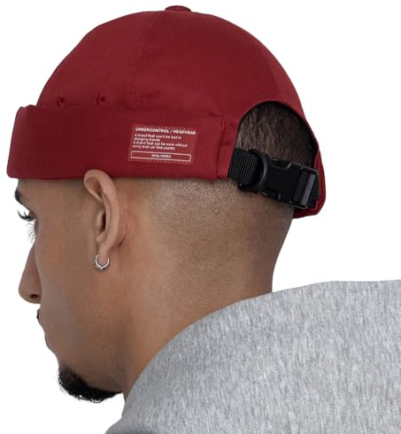 UNDERCONTROL Cappello da Pescatore Senza Visiera da Marinaio Leon con Polsini arrotolati Harbour Senza Visiera Miki Skull Docker Beanie Trawler Tactical Ring cap per Uomo e Donna (Rosso)