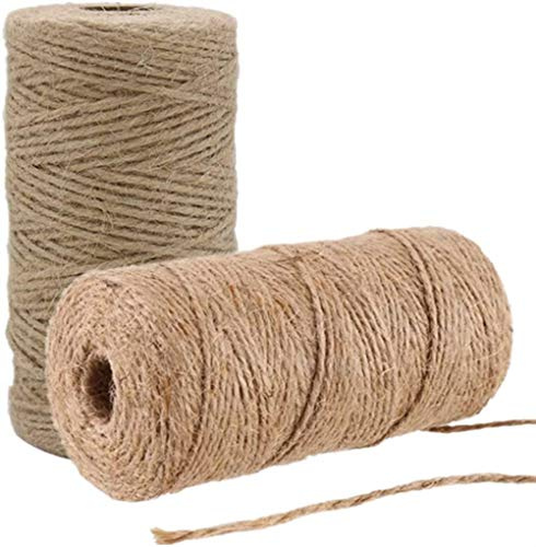 YKKJ 200M Corda di Iuta Spessa Naturale, 3 Strati 2 mm di Spessore Rotolo Spago Iuta per Spago da Giardino floristica,bricolage,Decorazione,Confezionamento, Spago per Fiorai.(2 Rotoli)