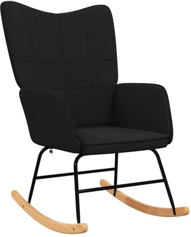 vidaXL Chaise à Bascule Chaise de Relaxation Siège de Relaxation Fauteuil de Salon Salle de Séjour Siège de Salon Maison Intérieur Noir Tissu