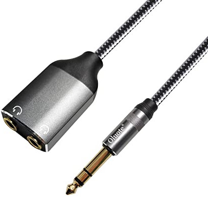Oluote Adattatore per Cavo Splitter per Cuffie da 6,35mm TRS a Doppio 3,5mm Femmina, Connettori Stereo Placcato in Oro, Connettore Audio Compatibile con Ricevitori AV, Altoparlante ecc (1.5M)
