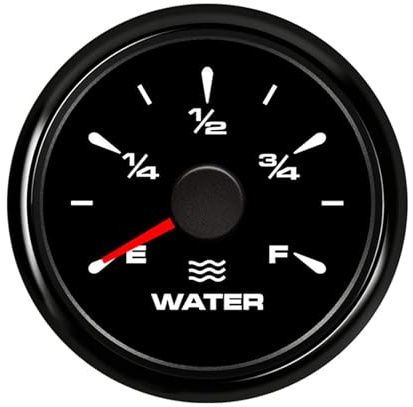 Geloo Misuratore di livello dell'acqua da 52 mm, indicatore di livello dell'acqua impermeabile 0-190ohm e 240-33ohm regolabile con retroilluminazione a 7 colori per auto moto yacht barca