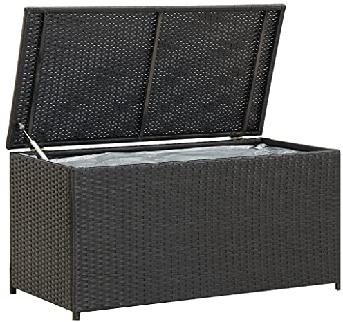 Homiuse Baule da Giardino 100x50x50 cm Nero Esterno Armadio Mobiletto Plastica Panca Contenitore in Polyrattan