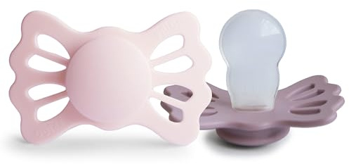 FRIGG Lucky Silikon Schnuller | Symmetrischer Schnuller 2er Pack | BPA-frei | Hergestellt in Dänemark | White Lilac/Twilight Mauve - Größe 2 (6-18 Monate)