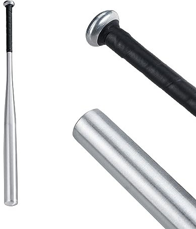Relaxdays Baseballschläger Aluminium, Aluschläger, rutschfester Griff, 34 Zoll/ 86 cm, Metallbaseballschläger, silber