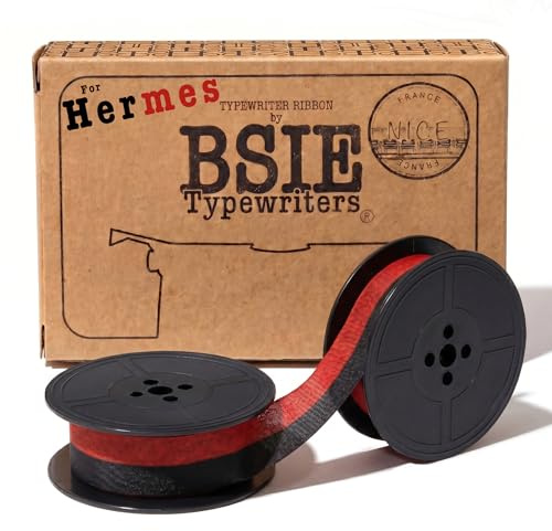 BSIE Typewriters – Ruban pour machine à écrire Hermes Noir et Rouge – Compatible avec Hermes 3000, Baby, Rocket, 2000, Media – GR9 – Testé à Nice, France