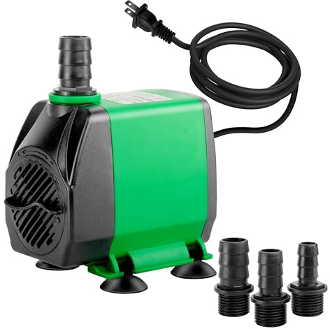 Simple Deluxe 800 GPH Submersible Water Pump with Adjustable Intake, 24W durable fountain water pump for Fish Tank, Hydroponics, Fountains, Ponds, Aquariums