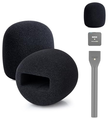 YOUSHARES 2 stycks popskydd för Rode Wireless GO I och II/PRO – Lämplig för Interview Go, handadapter, mikrofon pop-filter, vinddämpande skum, Kompatibel med Wireless GO 1/2