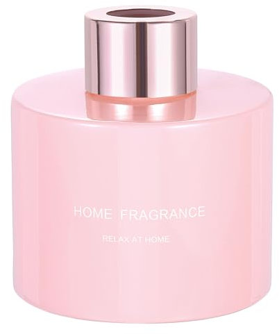 sourcing map Empty Glass Diffuser Bottle 140ml/4.7oz Refillable Fragrance Accessories Aromatherapy Jar Container for Replacement Reed Diffuser DIY Home Bathroom Pink with Gold Tone Cap