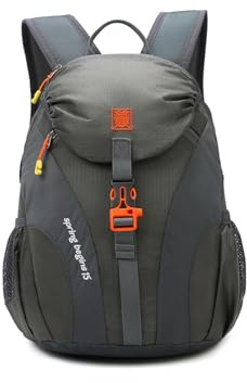 PORRASSO Wanderrucksack Wasserdichter Rucksack 25L Leichter Reiserucksack Daypack Hiking Backpack für Damen Herren Trekking Radfahren Klettern Reisen Sport Grau