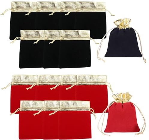 Juego De Bolsas De Terciopelo De 16 Piezas, Bolsa De Terciopelo Con Adornos Dorados, Bolsa De Regalo De Joyería, Pequeña Bolsa De Regalo Con Cordón, Bolsa De Terciopelo De Joyería, Regalos