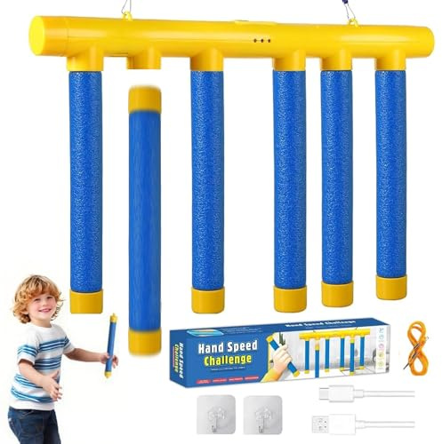 Guopai Catching Sticks Game, Reaction Training Toy with Adjustable Speed, Hand-Eye Coordination Reflex Games, Rechargeable Drop Stick Game for Kids Adults, Falling Sticks Challenge Party Games