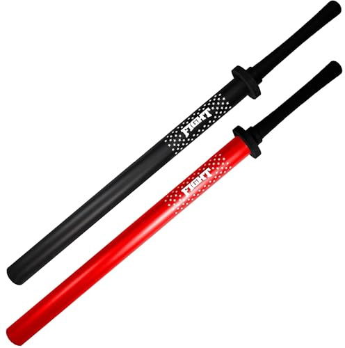 Foam Practice Swords, Training Sparring Stick Set, 2 Pack 35 with Carry Bag,for Martial Arts, Karate (Black & Red)