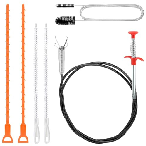 TTYSHIP® 6 Pièces Outil de Débouchage Canalisation, Brosse Nettoyage Canalisation, Pince à Griffe Flexible, Bâtonnets de Déboucheur pour Tuyauterie Égouts, Lavabo