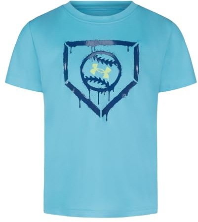 Under Armour Boys' Short Sleeve Baseball Graphic T-Shirt, Lightweight & Breathable, Relaxed Fit, Fresco Blue Spray, 7