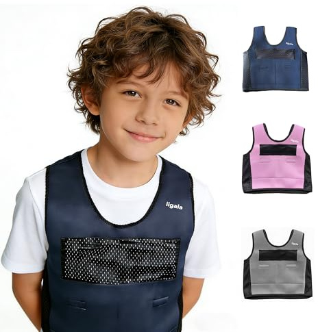 Sensory Weighted Compression Vest for Autistic Kids ADHD SPD | 6 Removable Pads, Calming Pressure Jacket, Premium Neoprene, Overload Relief, Cozy Deep Touch, Adjustable Wear