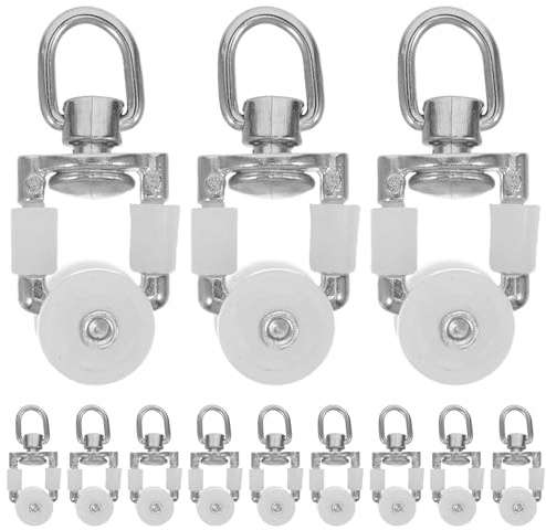 Angoily Lot de 20 roulettes en Zinc pour Rail de Rideau, Patins et Poulies Silencieuses Compatibles Rails Muraux et Plafond, Accessoires de Quincaillerie pour Fenêtres, Coulissement