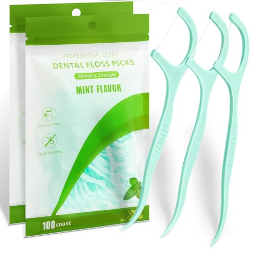 AOOHA Hilo Dental Floss 200 piezas de Palillos de Hilo Dental con Favor de Menta para Palillos de Dientes,Limpieza Dental,Mantiene tu Boca Fresca y Limpia