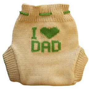 100% Merino Wolle Baby Wollwindelhose Überhosen Soaker gestrickt I love Dad M Beige-Green